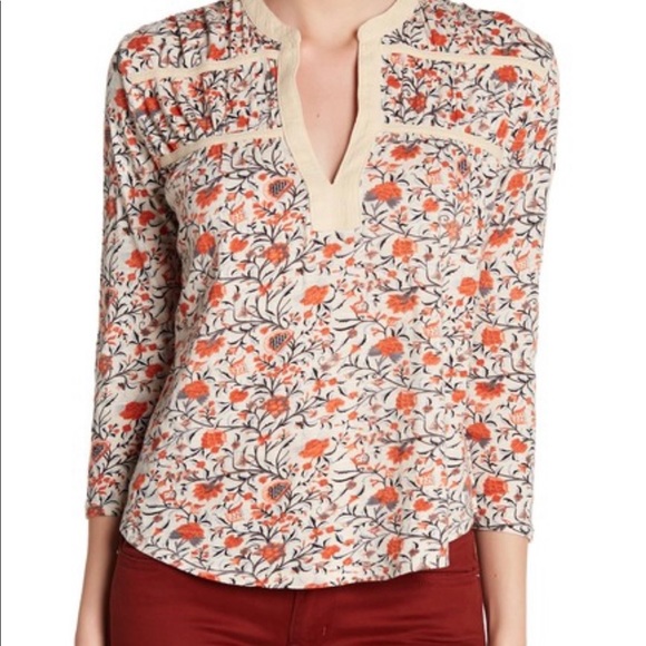 Lucky Brand Tops - Lucky Brand | Floral Split Collar Blouse Small NWT